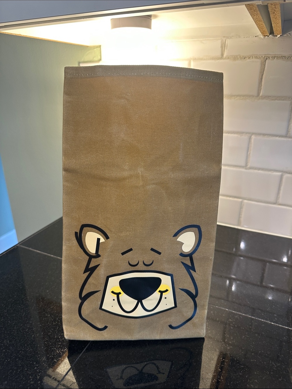 Rarr Goods Kids Brown Bear Canvas lunch Sack